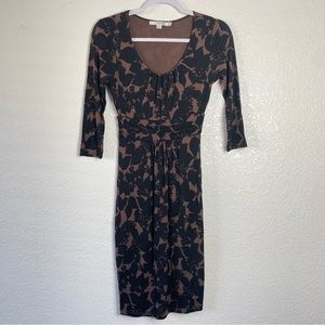 Boden Floral Jersey Dress Black and Brown Comfy Size 2R